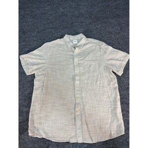 ROWM Mens XL Short Sleeve Button Down Shirt Beige Textured Casual Pocket Top